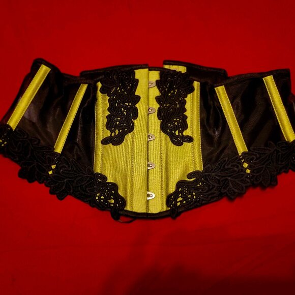 CorsetStory Green Underbust Corset With Black Mesh - Picture 1 of 5